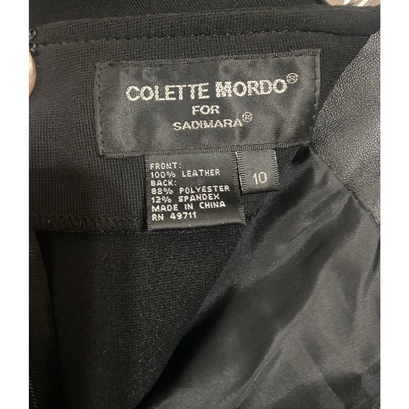Colette Mordo Leather Blend Pants Womens Sz 10 Black Classy Elegant - SEE NOTE - Picture 3 of 7